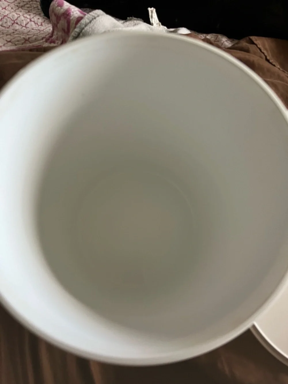 Vintage Style White Plastic Ice Bucket with Yellow and Orange Teapot Print